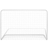 But de football avec filet 182x61x122 cm Acier Blanc