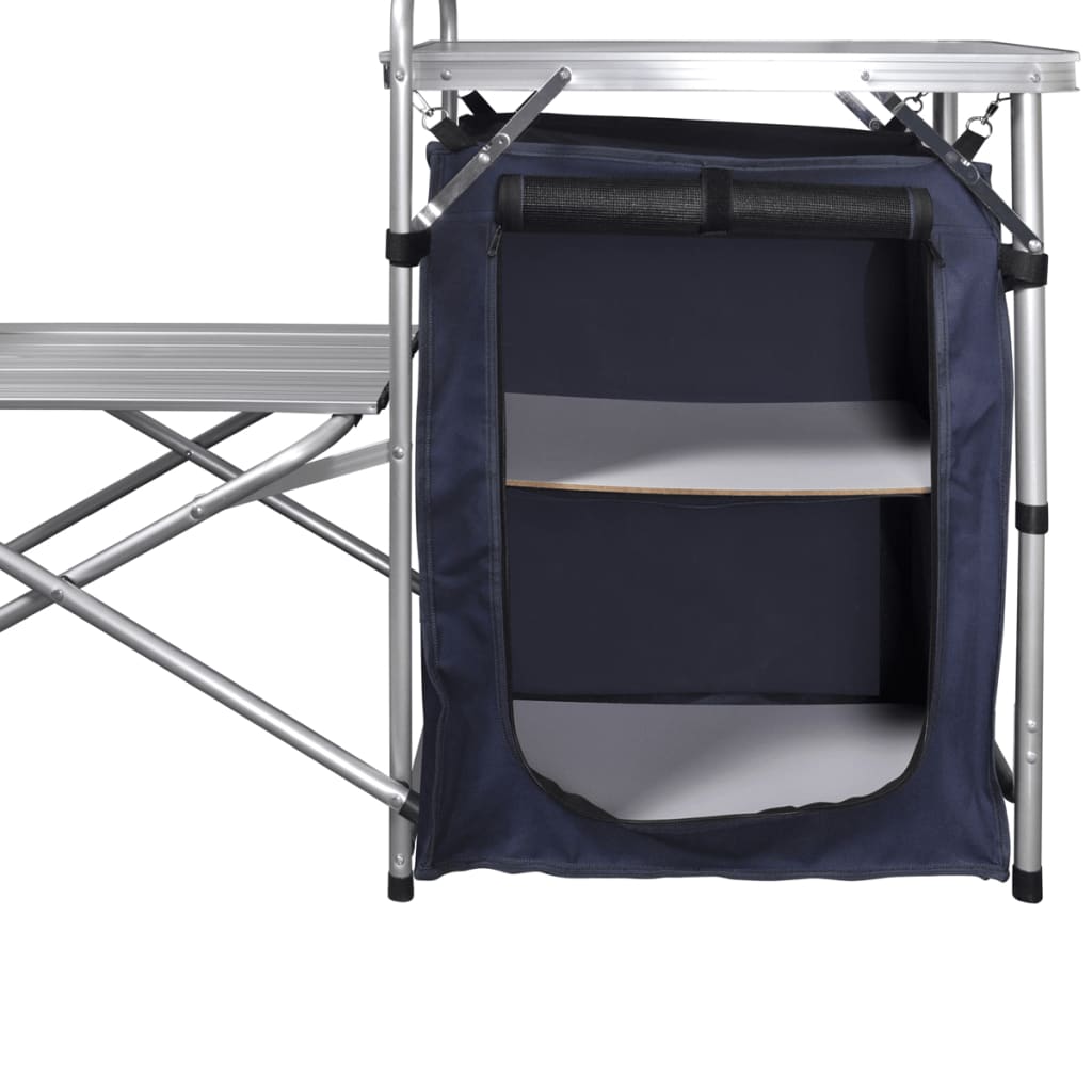 Unité de cuisine de camping pliable avec pare-vent Aluminium