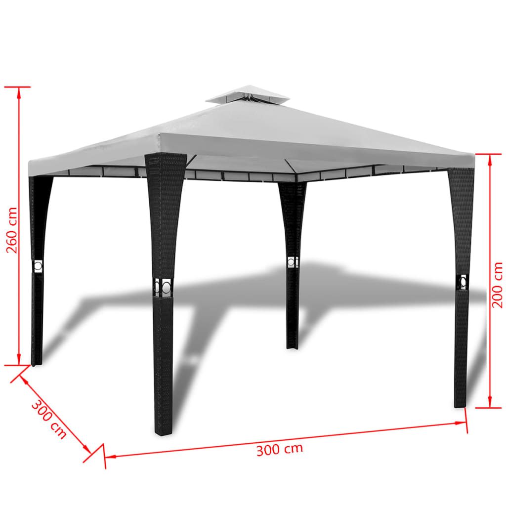 Tonnelle avec toit 3x3 m Blanc crème