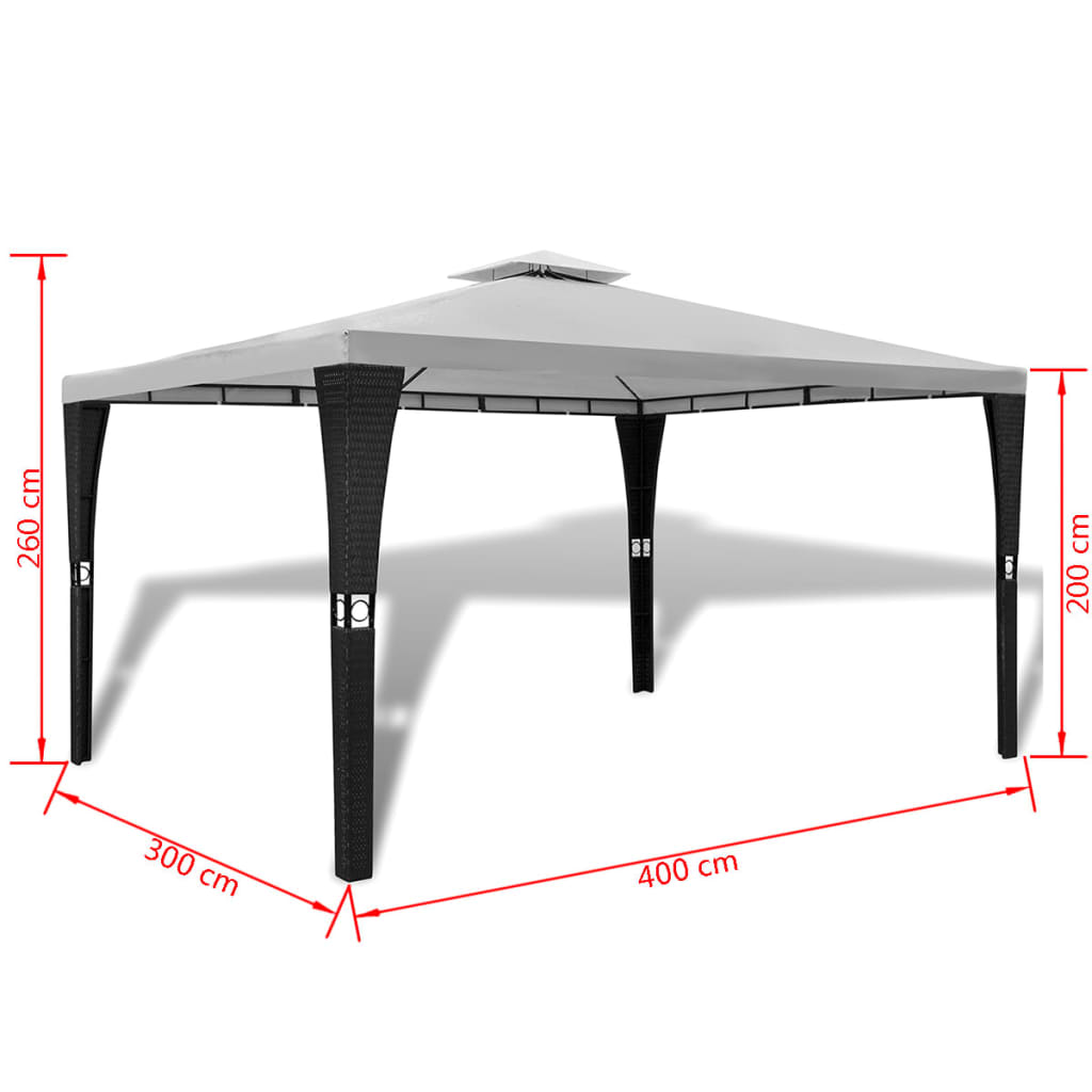 Tonnelle avec toit 3x4 m Blanc crème