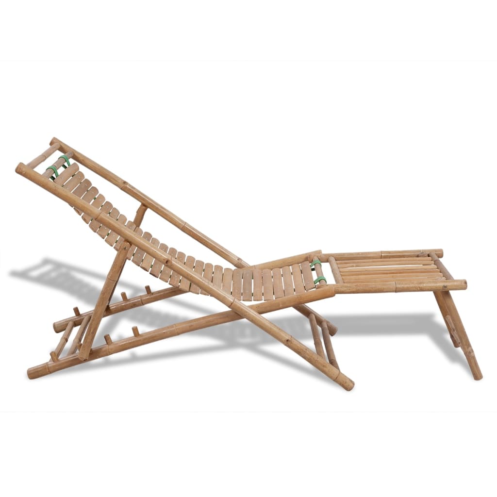 Chaise de terrasse d'extérieur avec repose-pied Bambou