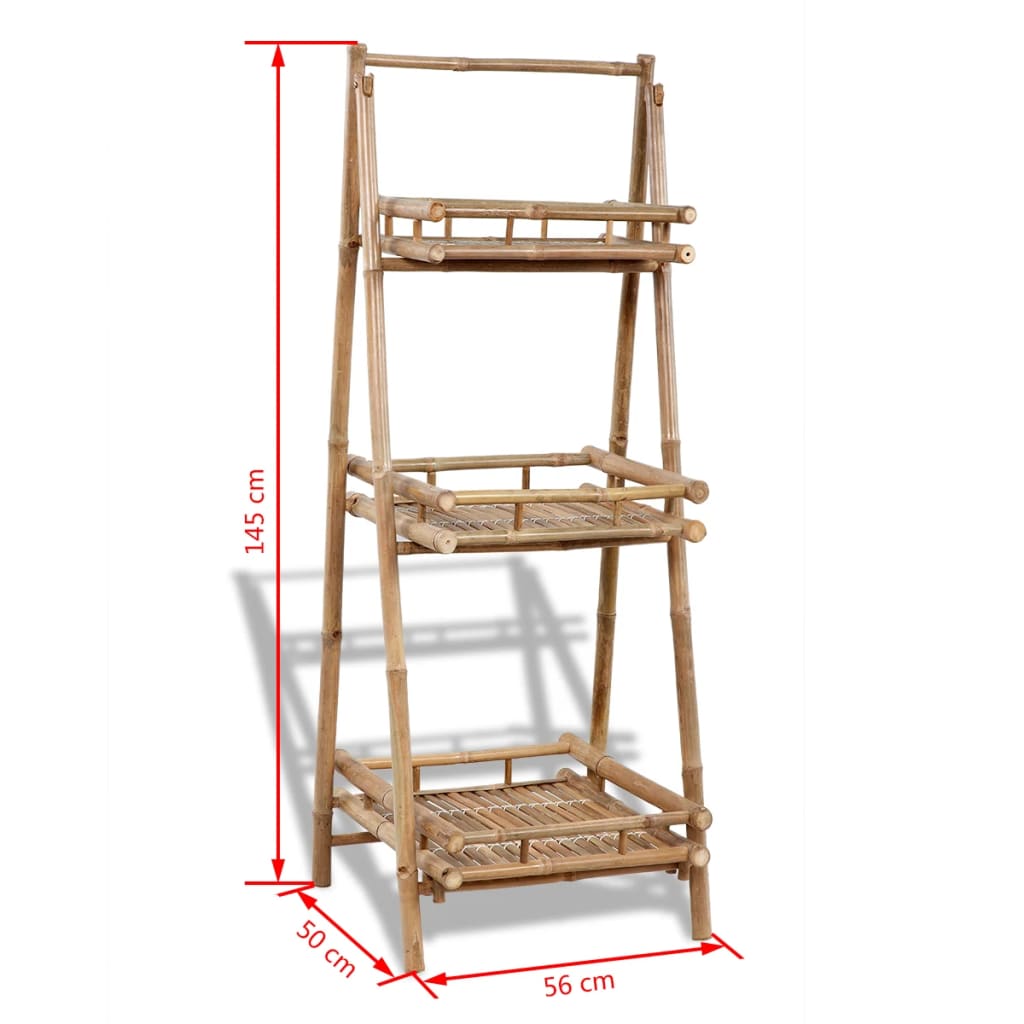 Étagère à plantes pliable 3 niveaux Bambou