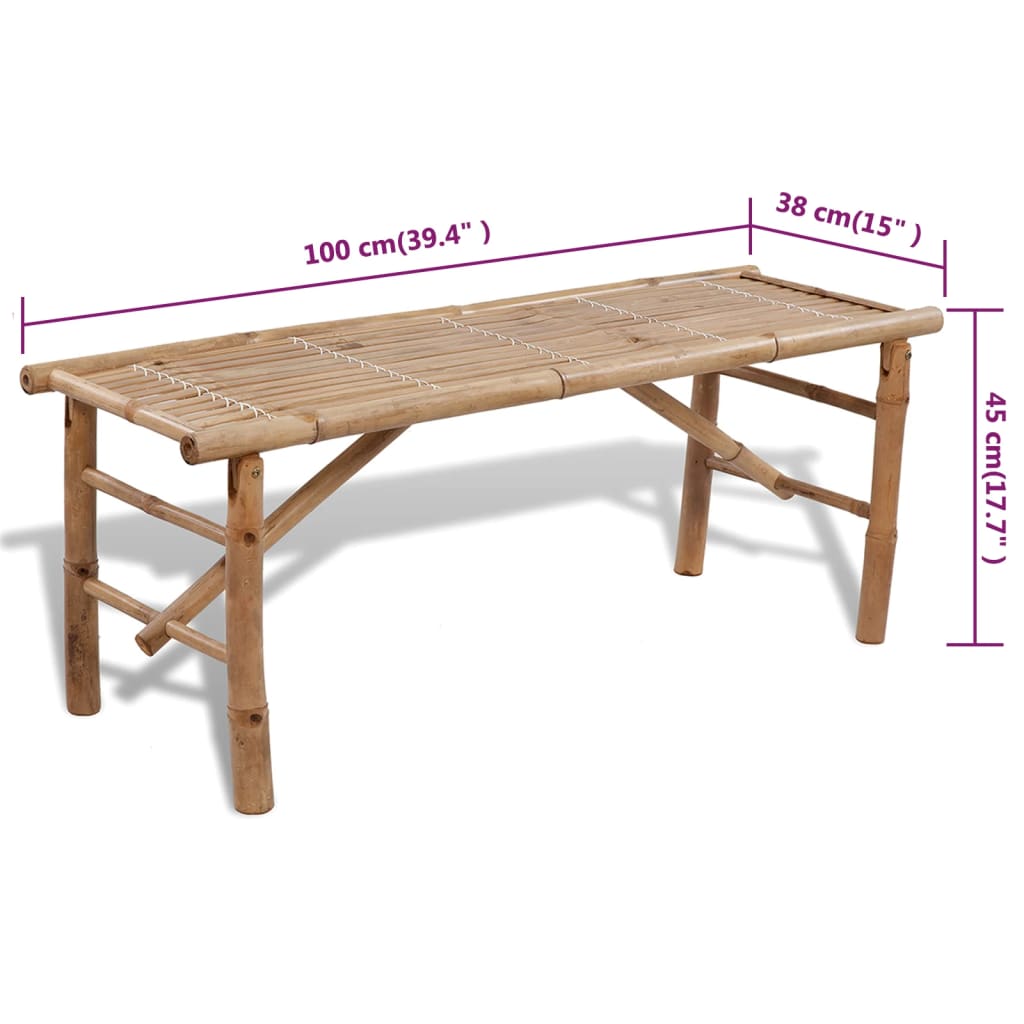 Table de brasserie avec 2 bancs 100 cm Bambou