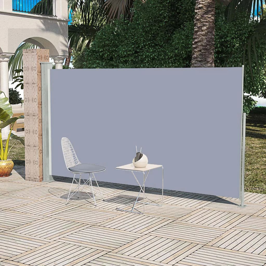 Auvent latéral rétractable de patio 160 x 300 cm Gris