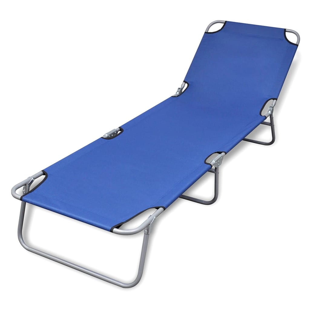 Chaise longue pliable acier enduit de poudre bleu