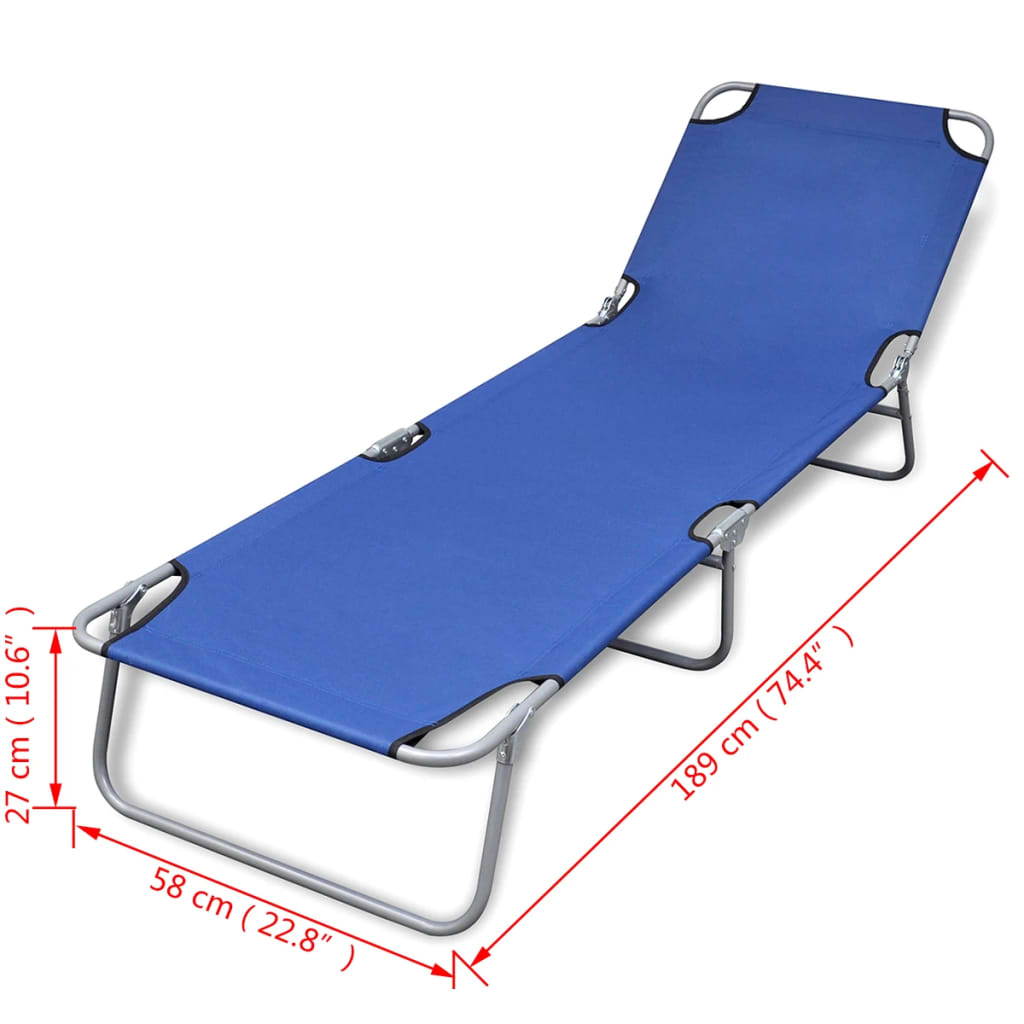 Chaise longue pliable acier enduit de poudre bleu