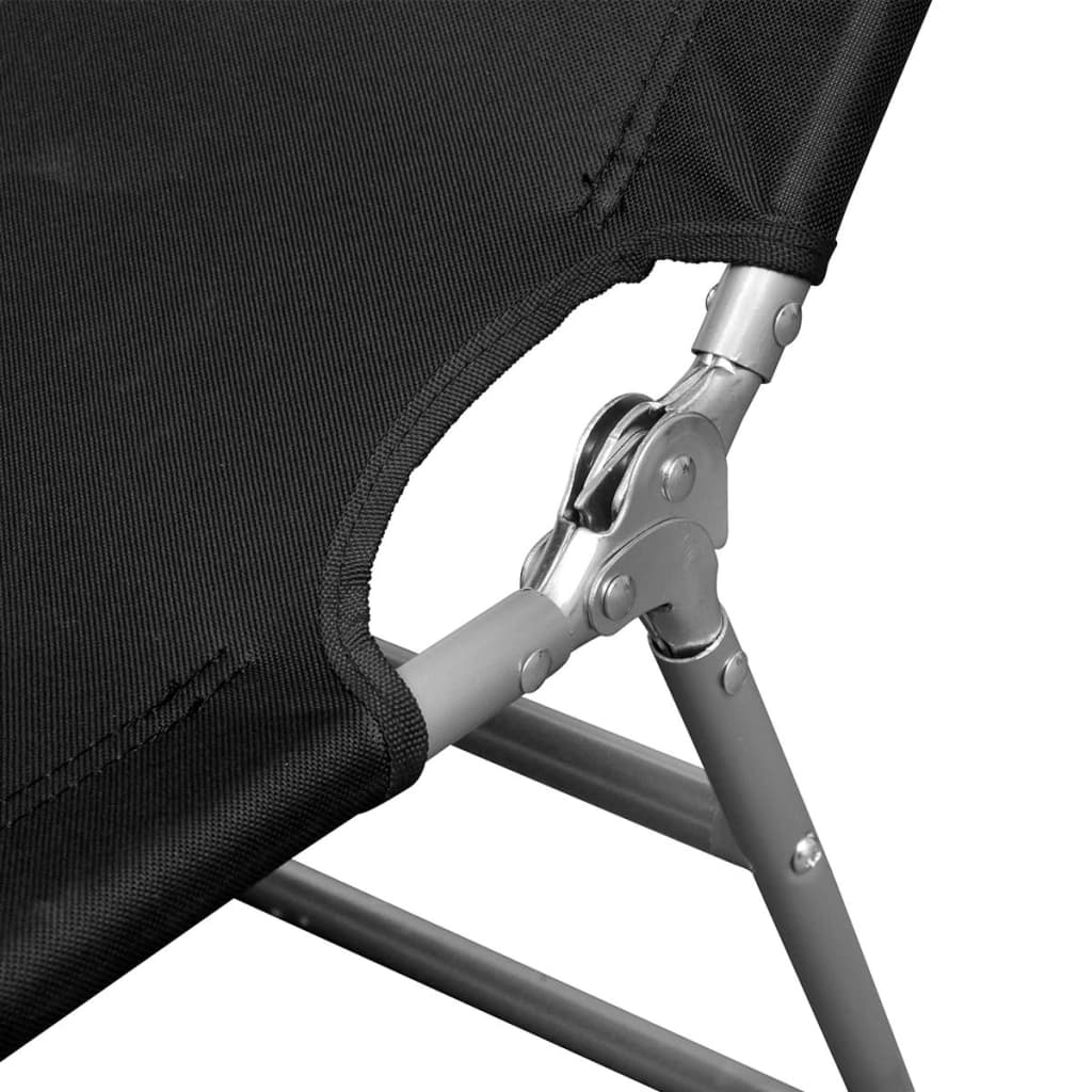 Black powder coated steel folding lounge chair