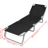 Black powder coated steel folding lounge chair