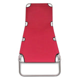 Chaise longue pliable acier enduit de poudre rouge