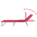 Chaise longue pliable acier enduit de poudre rouge