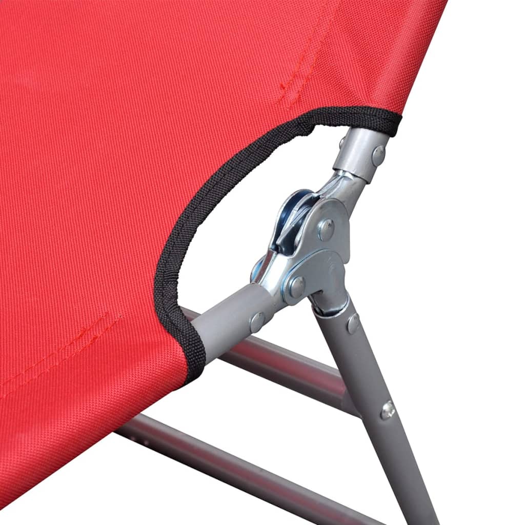 Chaise longue pliable acier enduit de poudre rouge