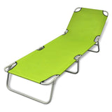 Chaise longue pliable acier enduit de poudre vert pomme