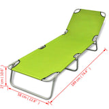 Chaise longue pliable acier enduit de poudre vert pomme