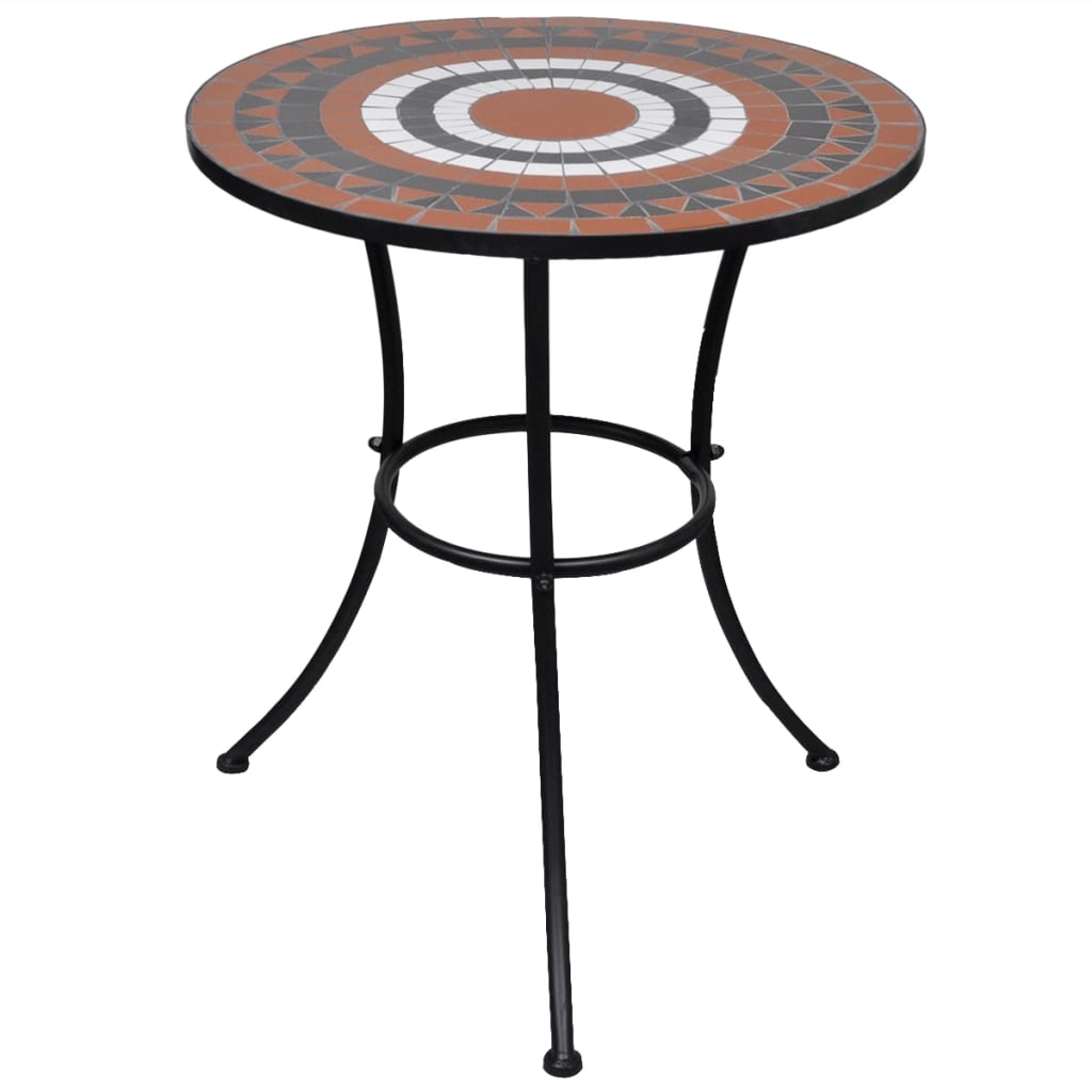 Terracotta and white bistro table 60 cm Mosaic