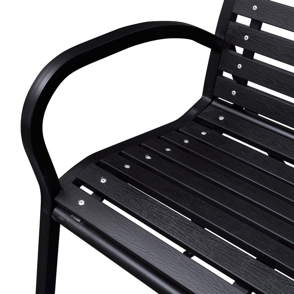 Banc de jardin 125 cm acier et WPC noir