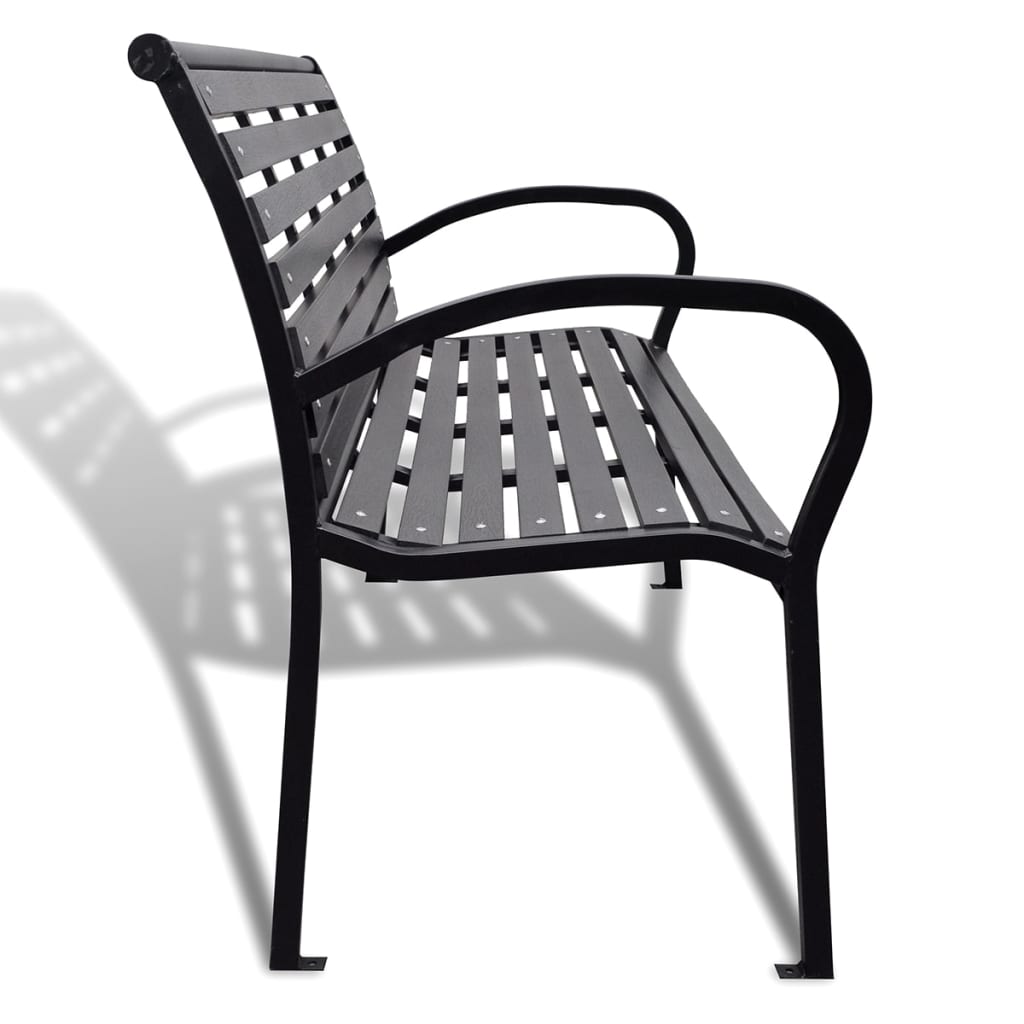 Banc de jardin 125 cm acier et WPC noir