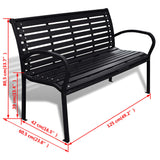 Banc de jardin 125 cm acier et WPC noir