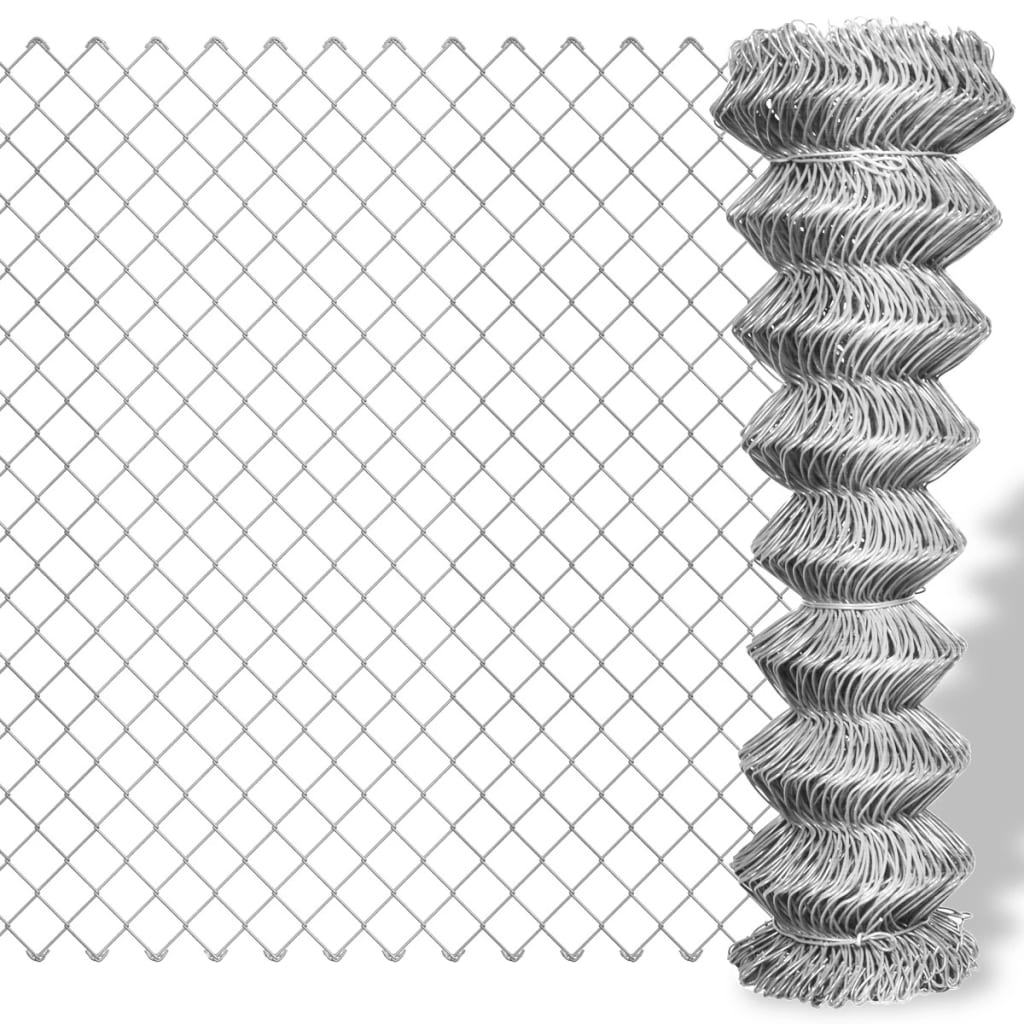 Chain link fence Galvanized steel 15x0.8 m Silver