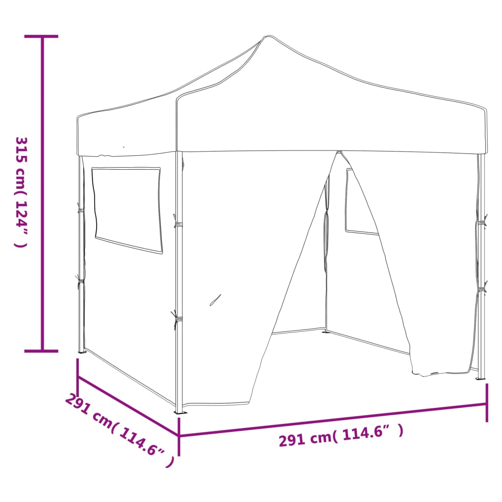 Tente pliable verte 3 x 3 m avec 4 parois