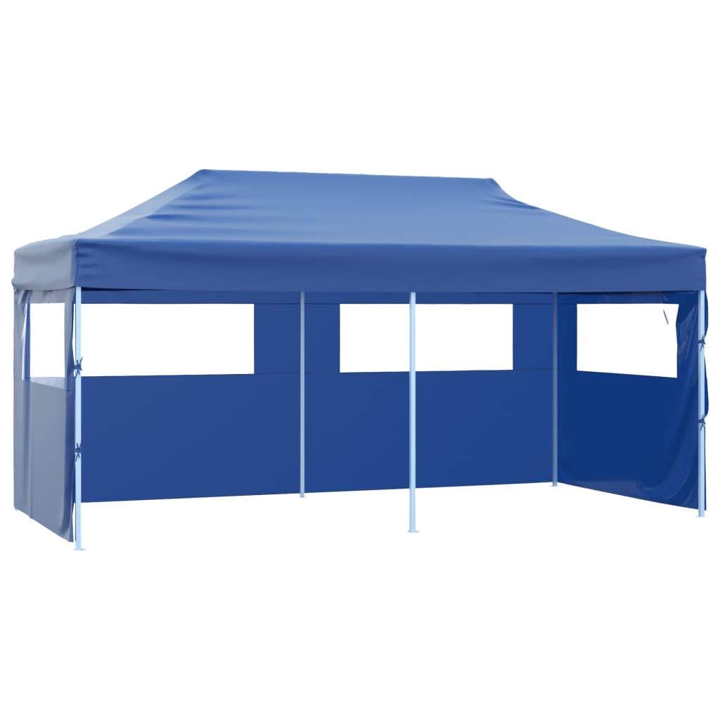 Tente de réception pliable bleue 3 x 6 m