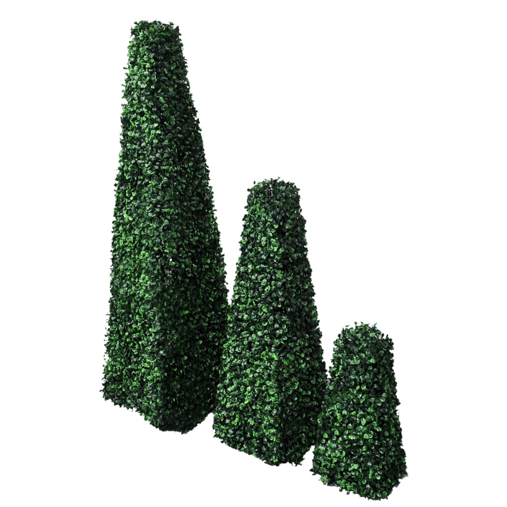 Set of 3 pyramidal artificial shaped boxwoods