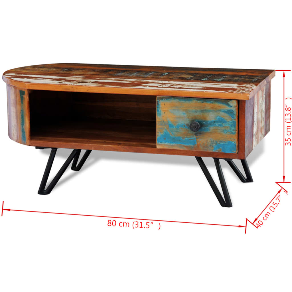 Coffee table with iron legs Solid reclaimed wood