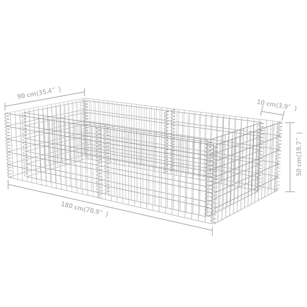 Gabion planter Galvanized steel 180 x 90 x 50 cm