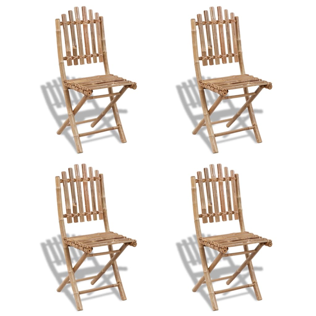 Chaises pliables d'extérieur Bambou 4 pcs