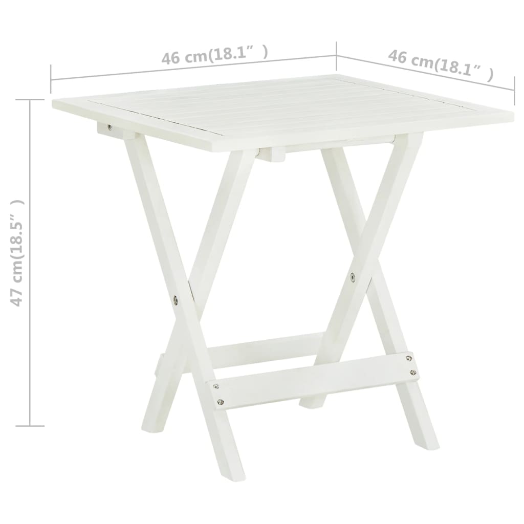 Table de bistro Blanc 46x46x47 cm Bois d'acacia massif