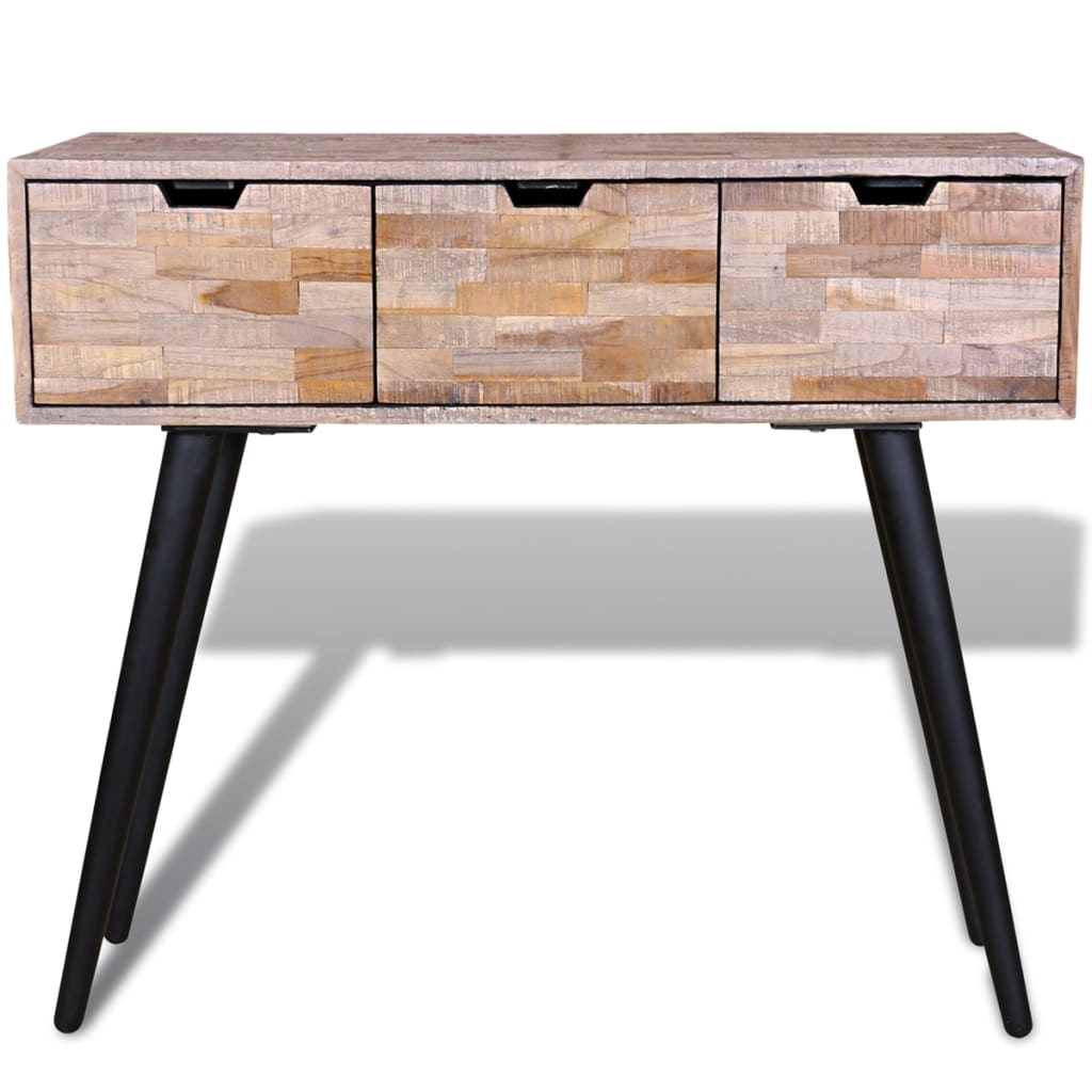 Table console avec 3 tiroirs Bois de teck recyclé