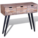 Table console avec 3 tiroirs Bois de teck recyclé