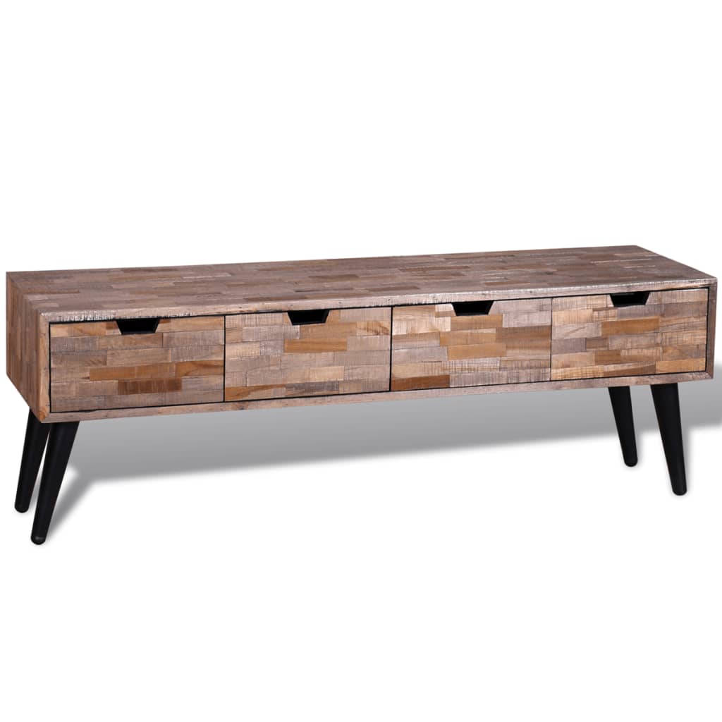 Table console TV avec 4 tiroirs Bois de teck recyclé