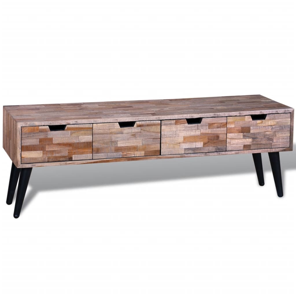 Table console TV avec 4 tiroirs Bois de teck recyclé