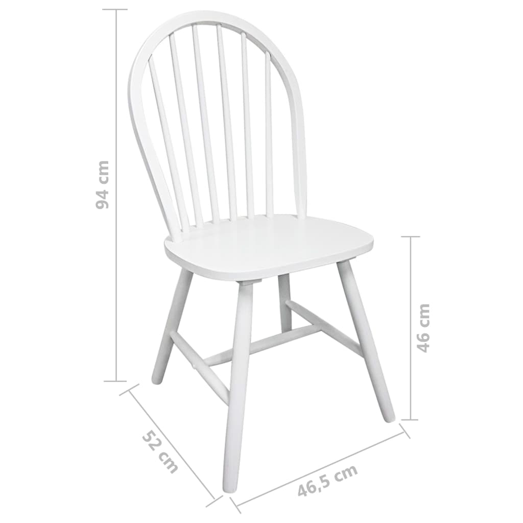 Chaises à manger lot de 2 blanc bois d'hévéa solide