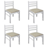 Chaises à manger lot de 4 blanc hévéa solide et velours