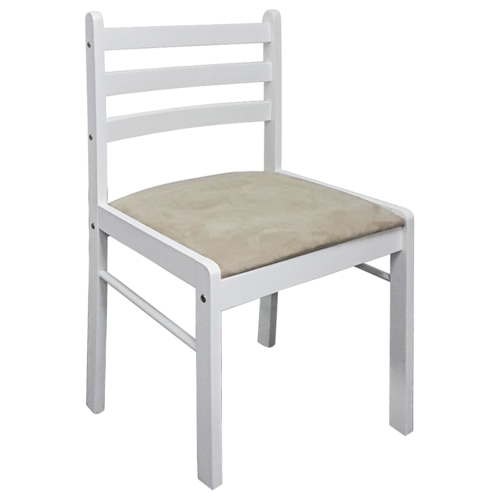 Chaises à manger lot de 4 blanc hévéa solide et velours