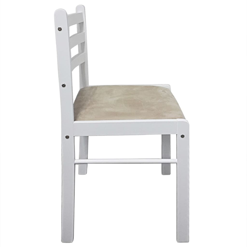 Chaises à manger lot de 4 blanc hévéa solide et velours