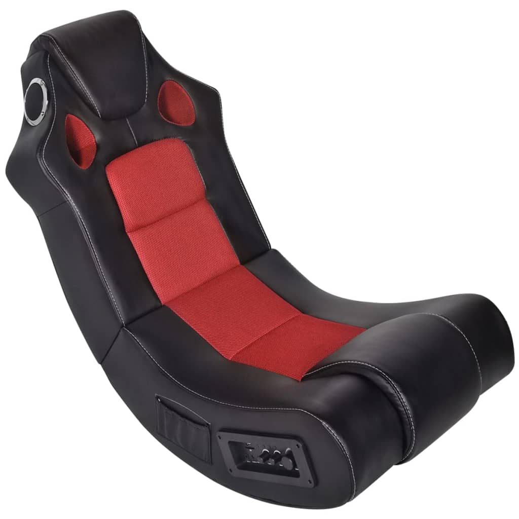 Fauteuil à bascule à enceinte Noir et rouge Similicuir