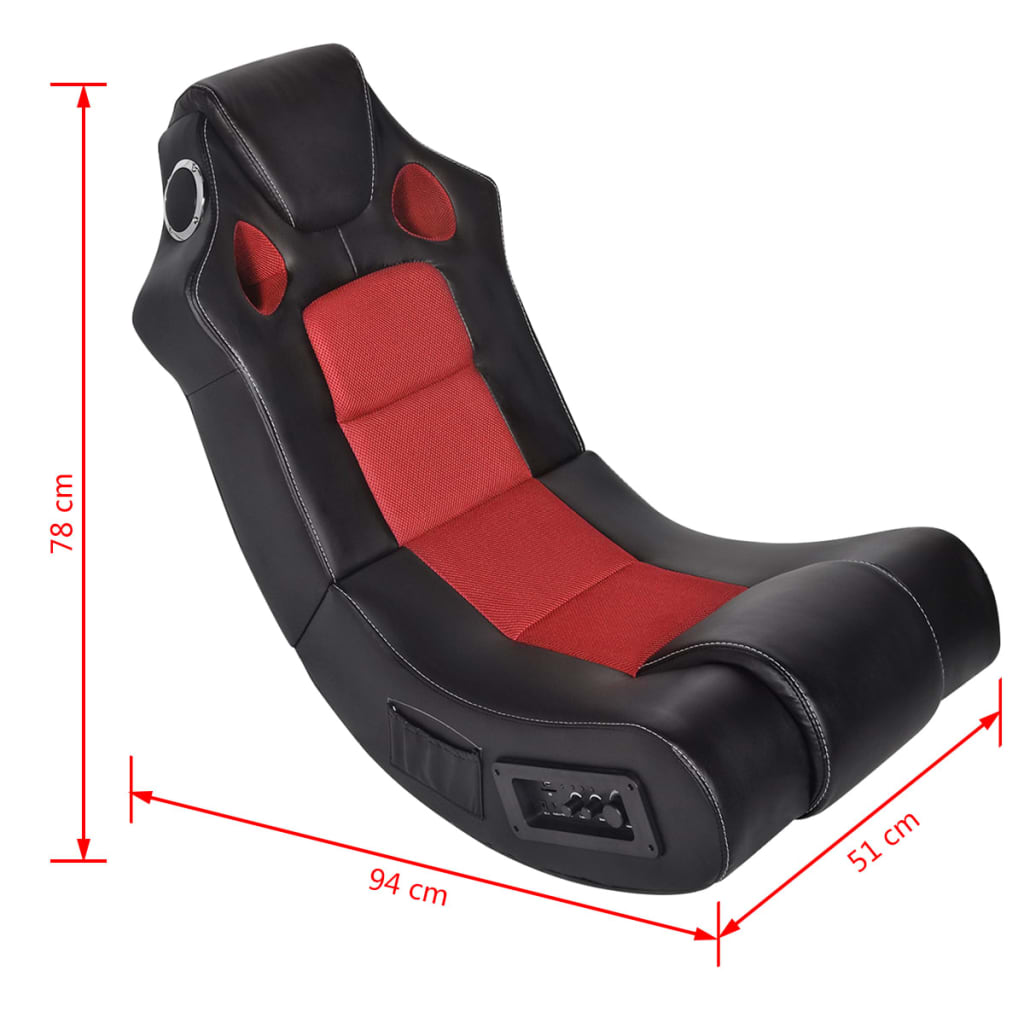 Fauteuil à bascule à enceinte Noir et rouge Similicuir