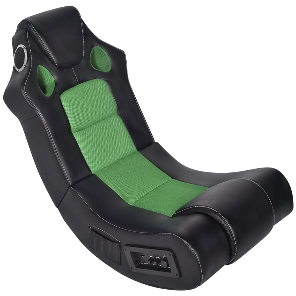 Fauteuil à bascule à enceinte Noir et vert Similicuir