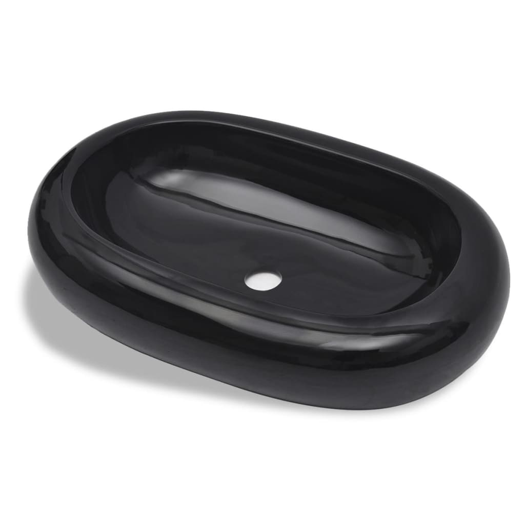 Vasque ovale céramique Noir pour salle de bain