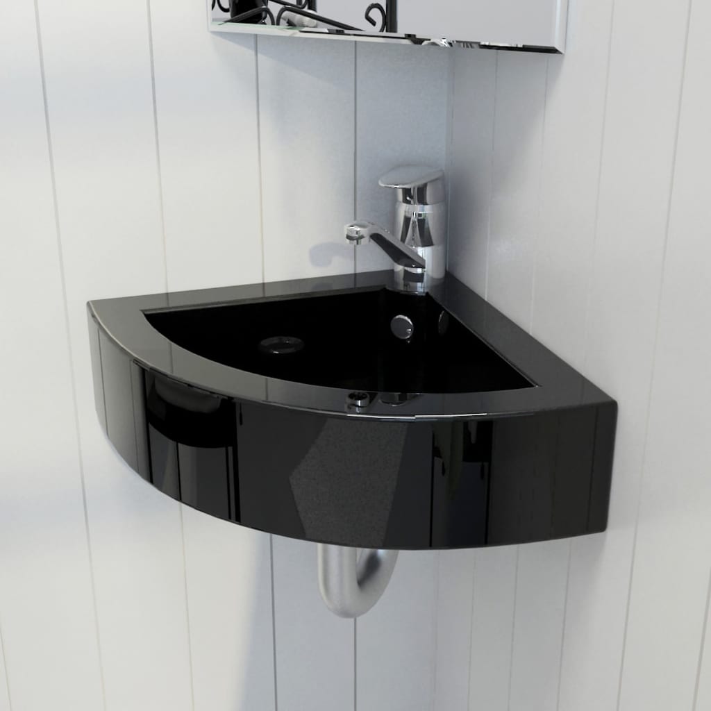 Lavabo avec trou de trop-plein 45x32x12,5 cm Noir