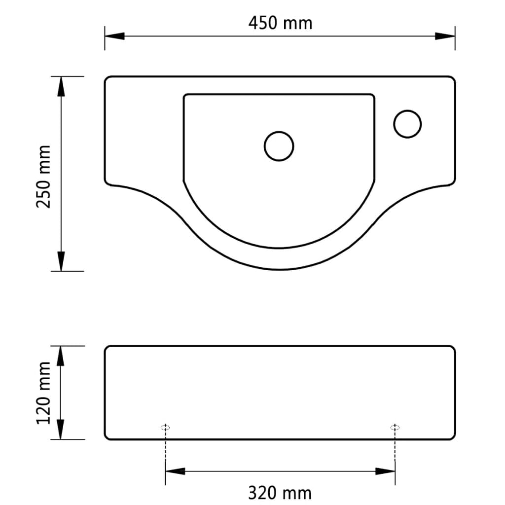 Vasque à trou pour robinet céramique Blanc pour salle de bain