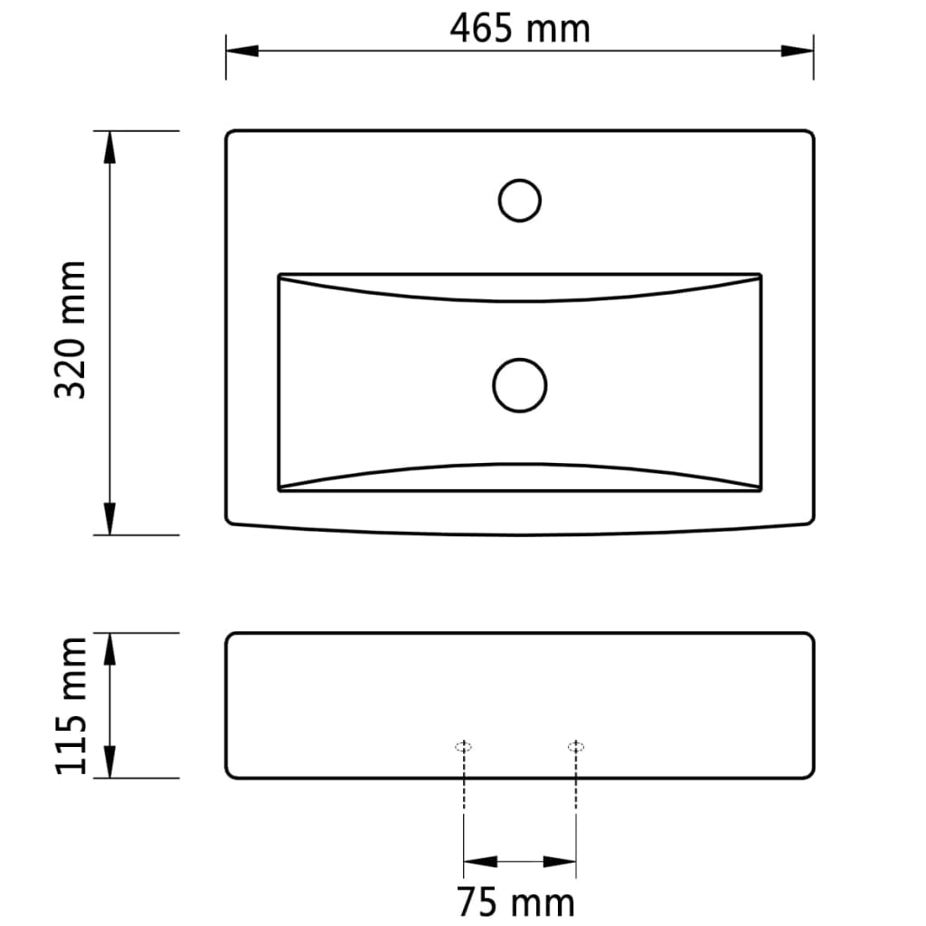 Vasque à trou de trop-plein/robinet céramique pour salle de bain Blanc