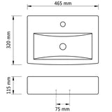 Vasque à trou de trop-plein/robinet céramique pour salle de bain Blanc