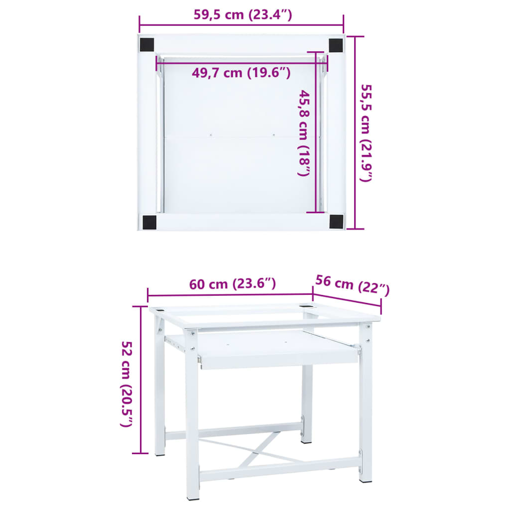 Socle pour machine à laver avec étagère coulissante Blanc