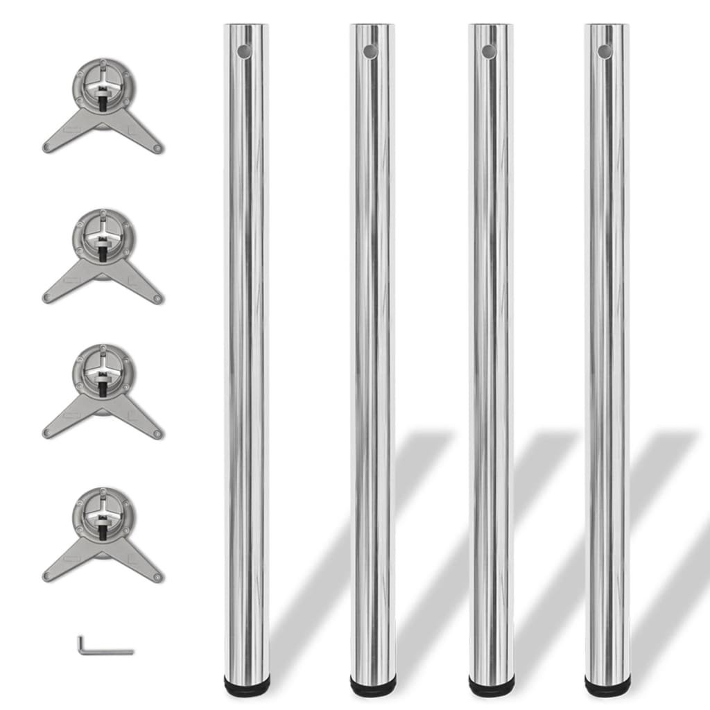 4 height adjustable table legs 870 mm Chrome