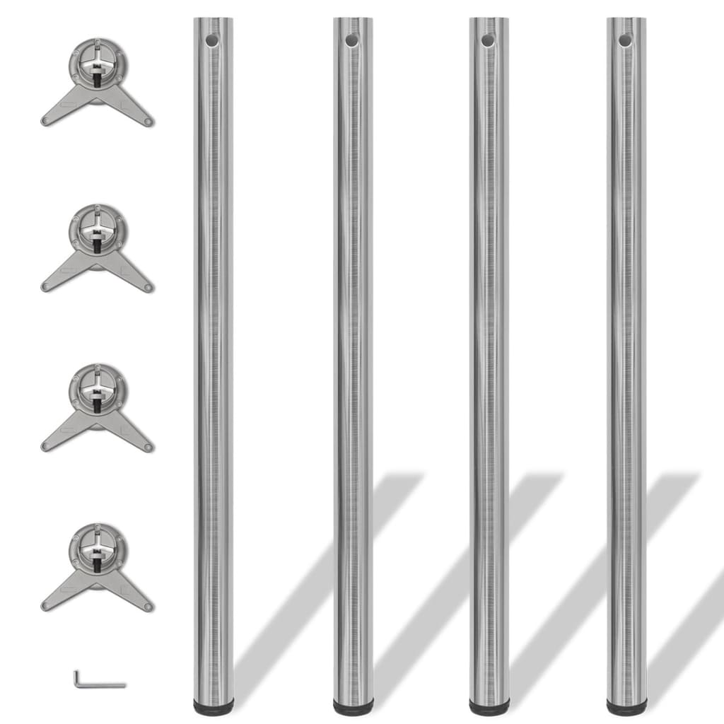 4 height adjustable table legs 1100 mm Brushed nickel