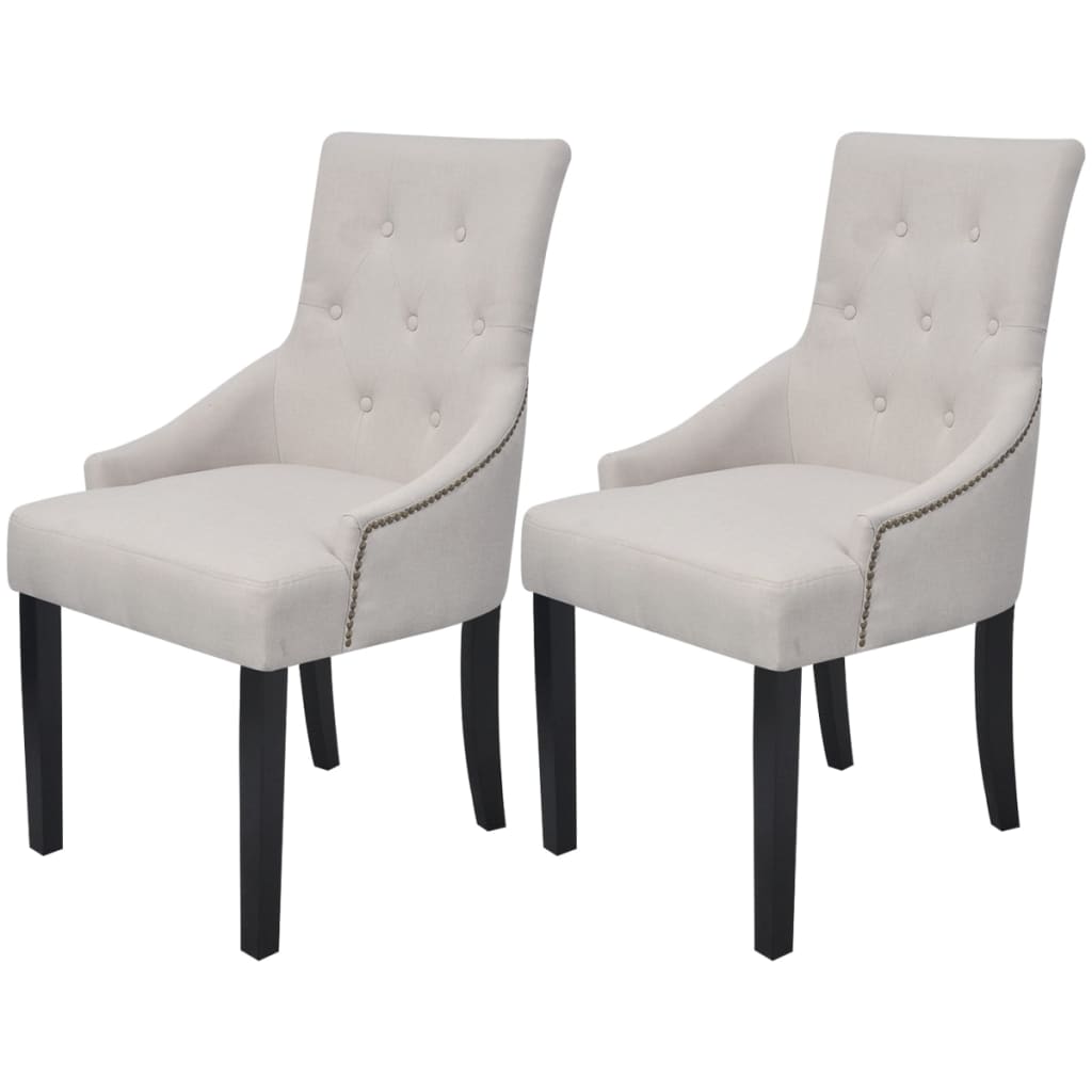 Chaises à manger lot de 2 gris crème tissu