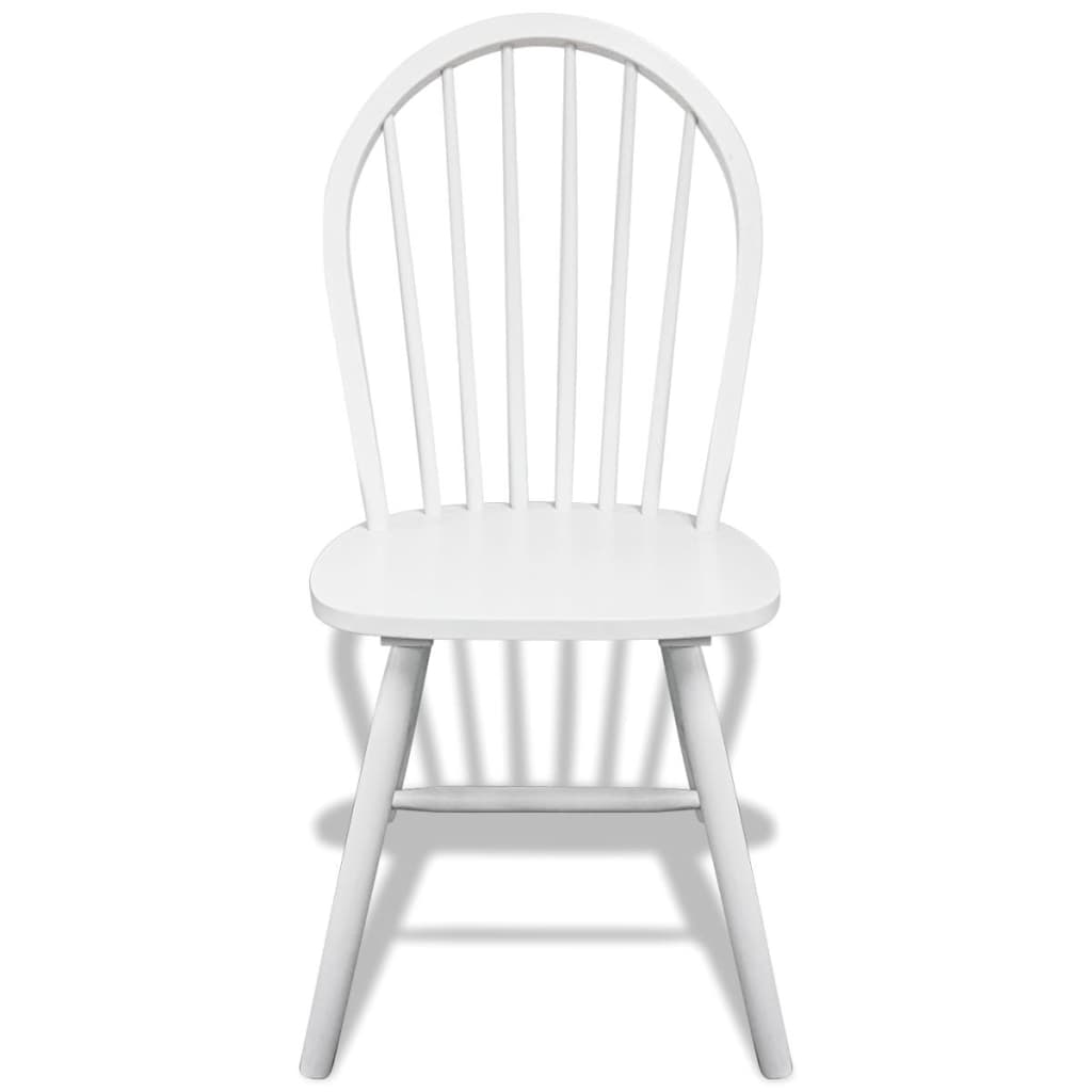 Dining chairs set of 6 white solid rubberwood